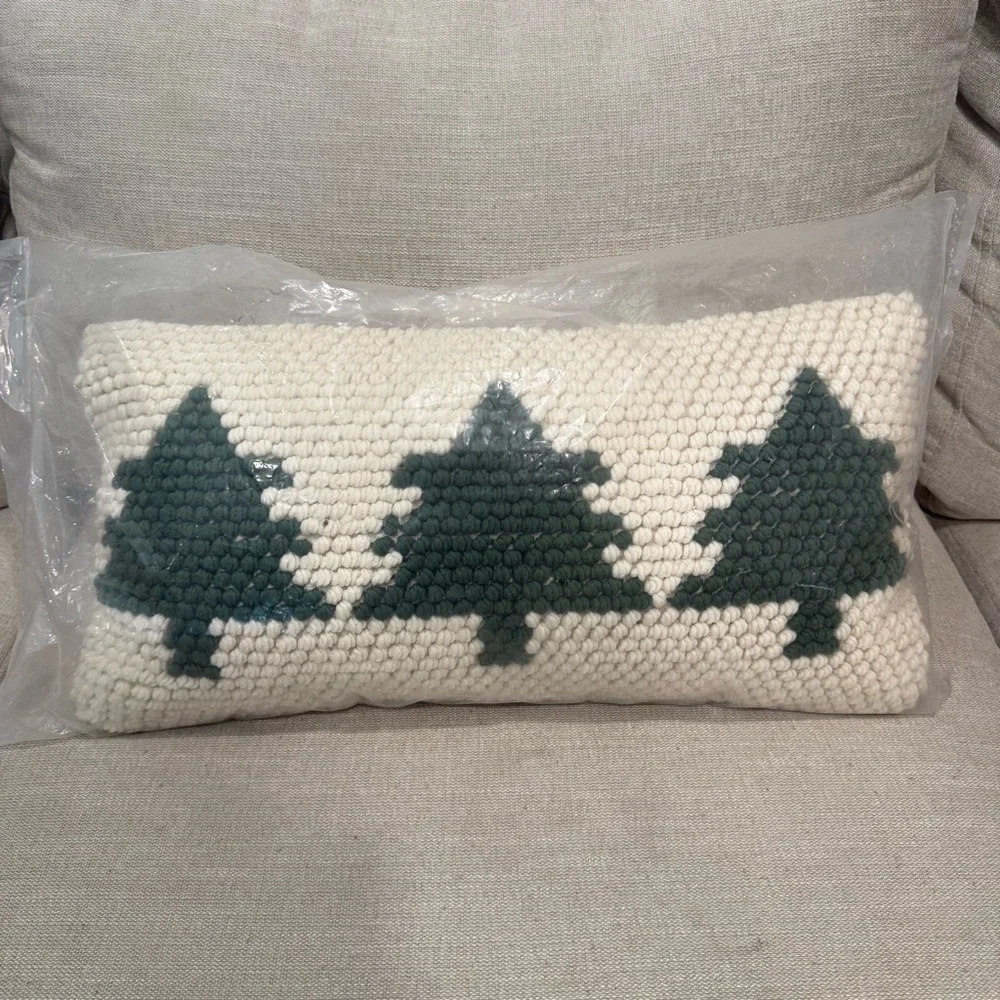 Mina Victory Home For The Holidays 3 Christmas Tree Throw Pillow 12 in x 24 in